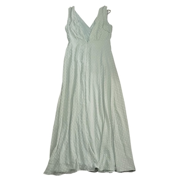 Lulus Romantic Possibilities Sage Brush Swiss Dot Maxi Dress sz L - Picture 6 of 13